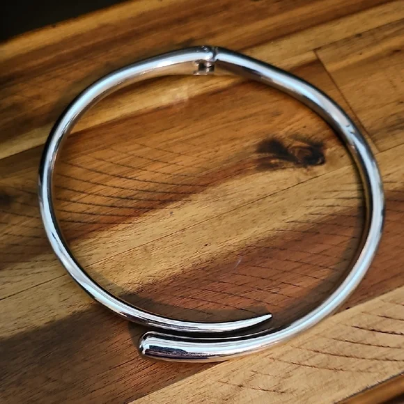 Anthropologie Chunky Molten Choker Necklace Silver - Picture 1 of 5